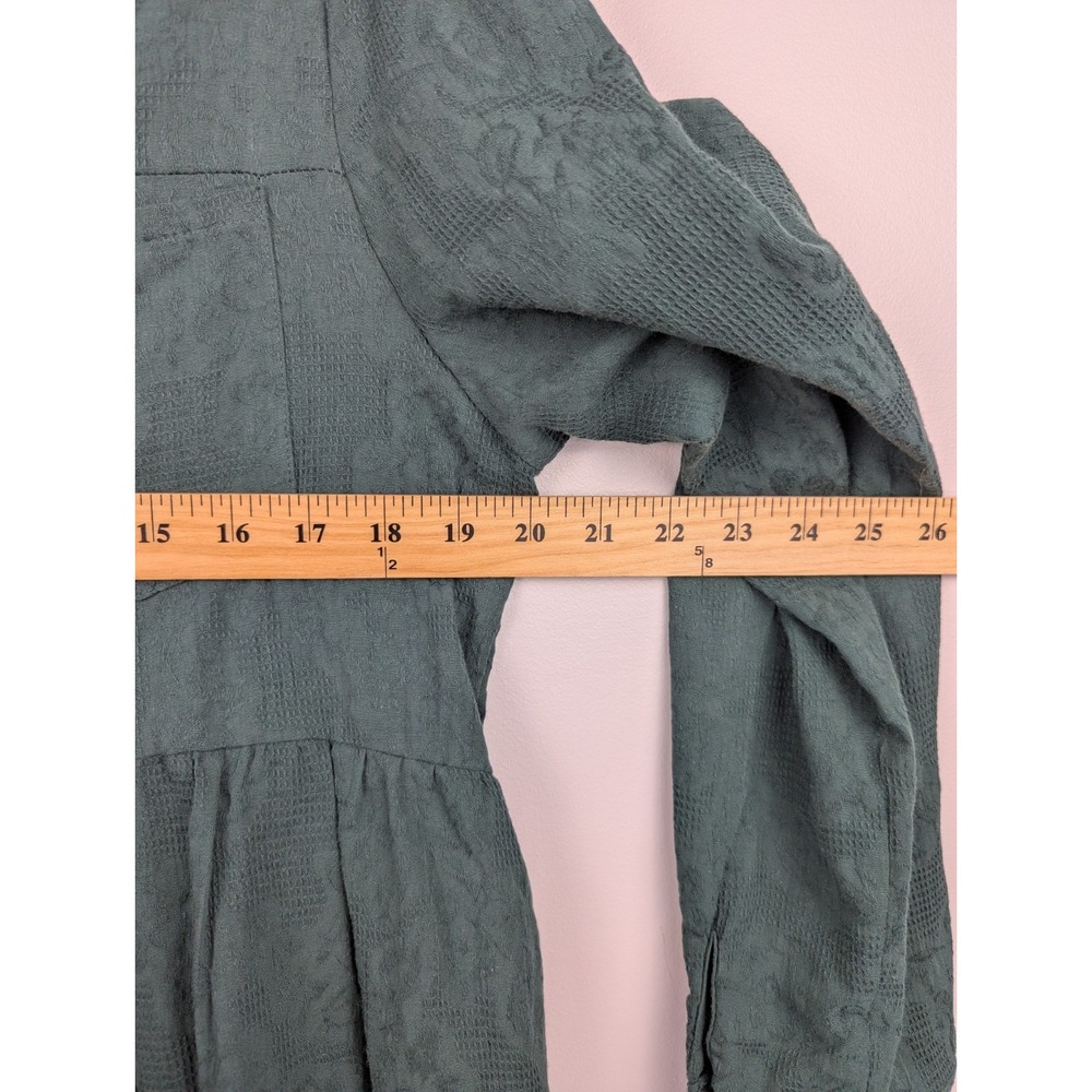UMGEE Dress Womens M Green‎ Cotton Button Tiered Boho Peasant Ladies Textured - Picture 6 of 9